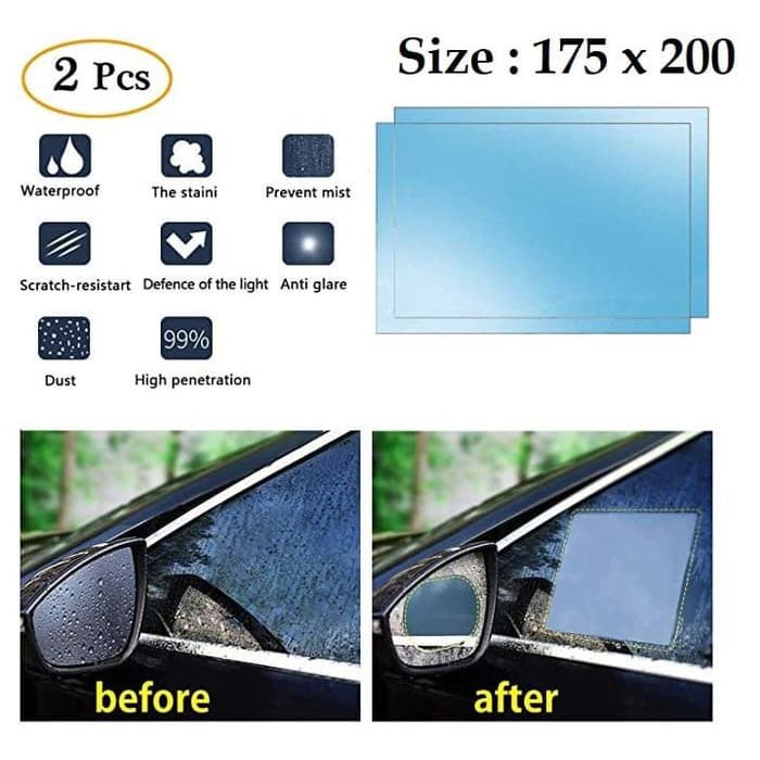 Stiker Jendela Mobil Anti Fog Embun Lihat Tembus Spion Kaca Film Besar