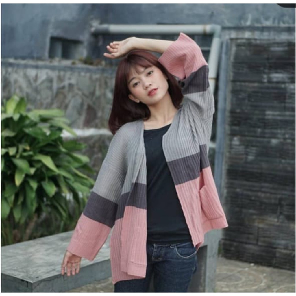 Belleza Outlet baju rajut Cardigan rajut atasan wanita Camerun