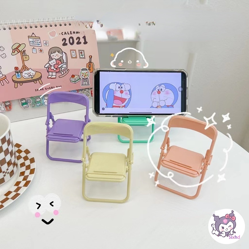 Foldable Phone Ring Compatible For iPhone Ins Office Custom Cartoon Cute Chair Phone Bracket