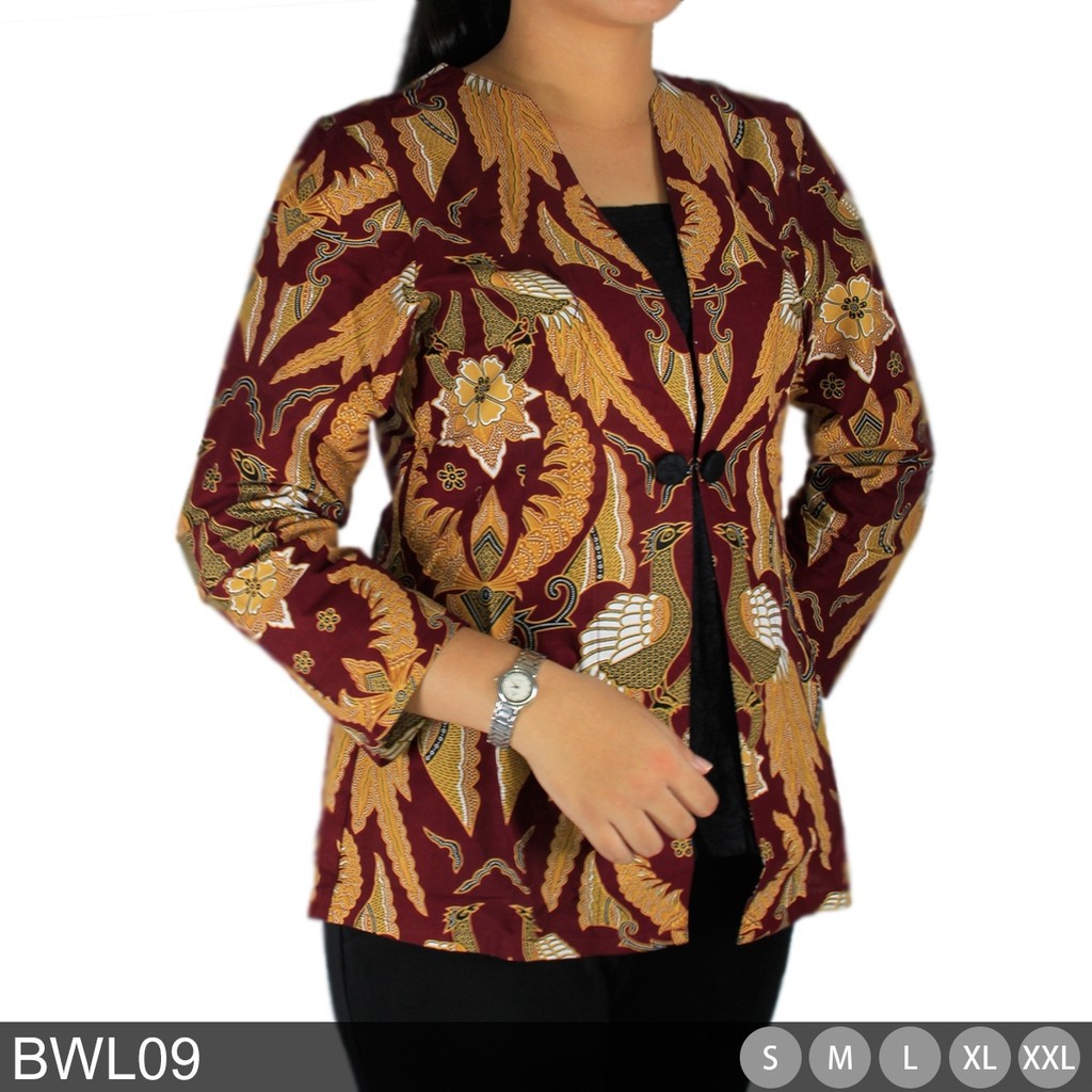 Atasan Batik Wanita Baju Luaran Batik Modern Busana Pesta Wanita Lengan 7per8