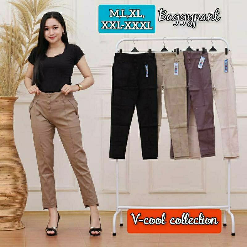 Baggy pants twill streech (melar)-model cewek/wanita terbaru kekinian