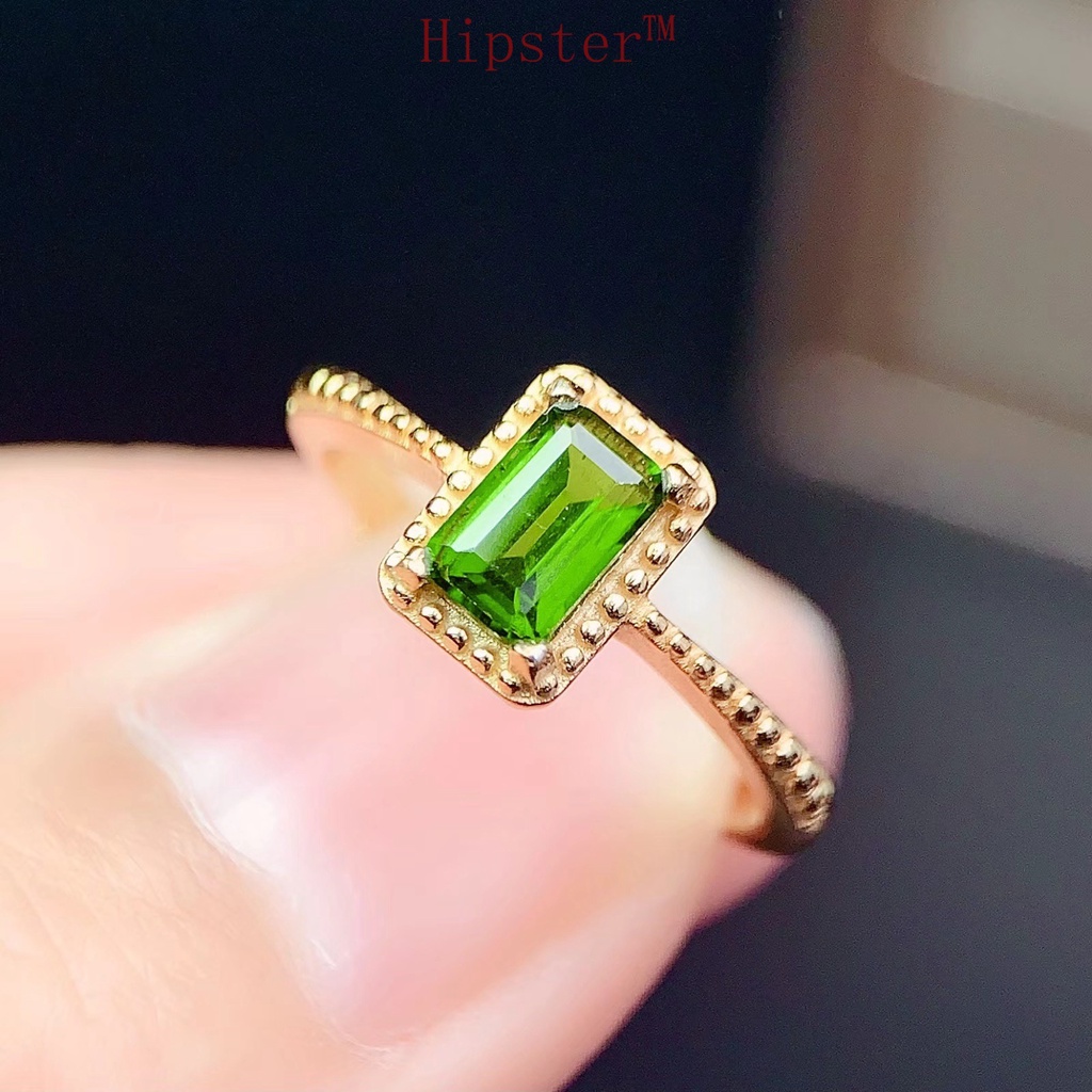 Simple Fashion 18K Gold Natural Emerald Open Ring