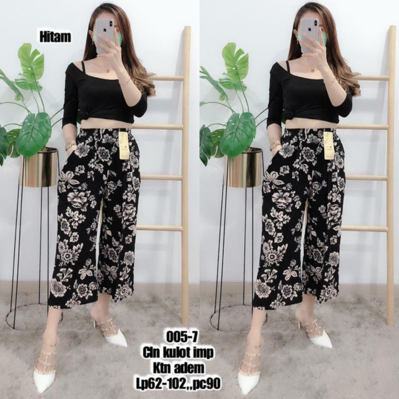 celana wanita kulot bunga2 import