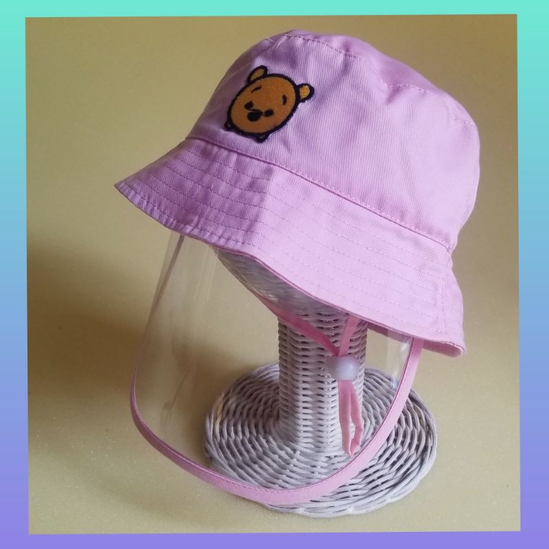 Topi Face shield anti korona / Topi buket anak bayi-Pink