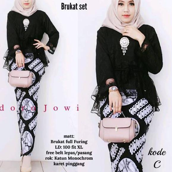 Special Price.. [BANTING HARGA] kebaya monela  brokat Set Batik Solo Fashion Wanita Gamis Batik Mode
