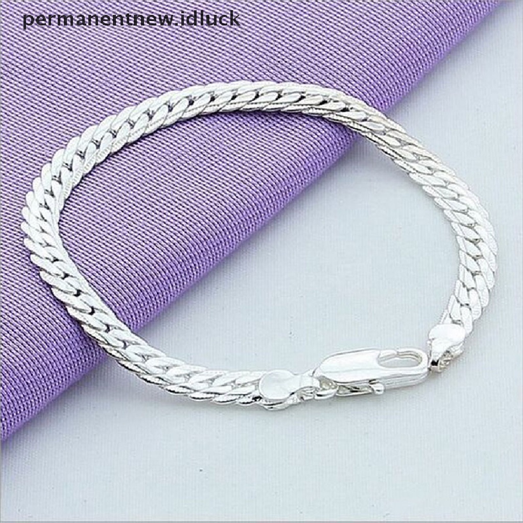 Gelang Rantai Ular Lapis Silver Lebar 5mm Untuk Pria