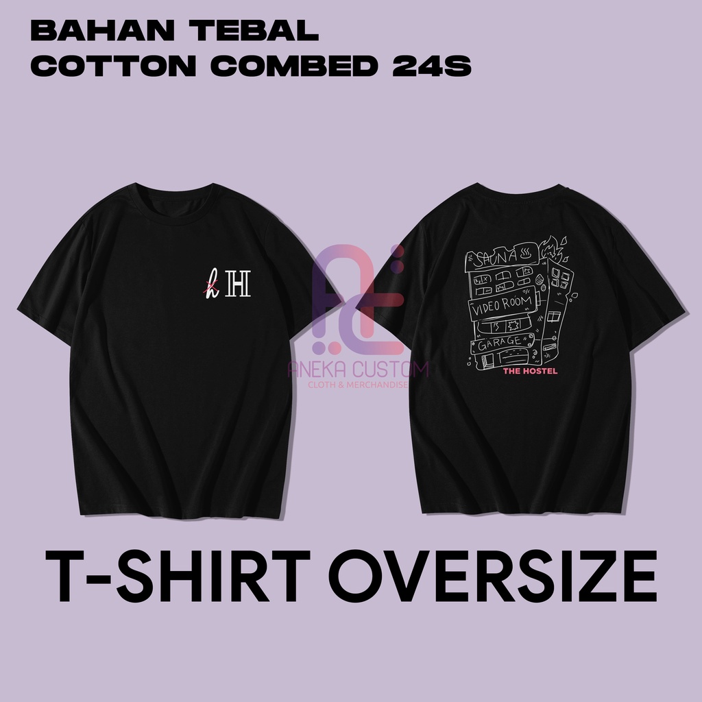 Kaos Oversize Manhwa Hostel Crew Baju T-shirt Manhwa Outfit Hostel Crew