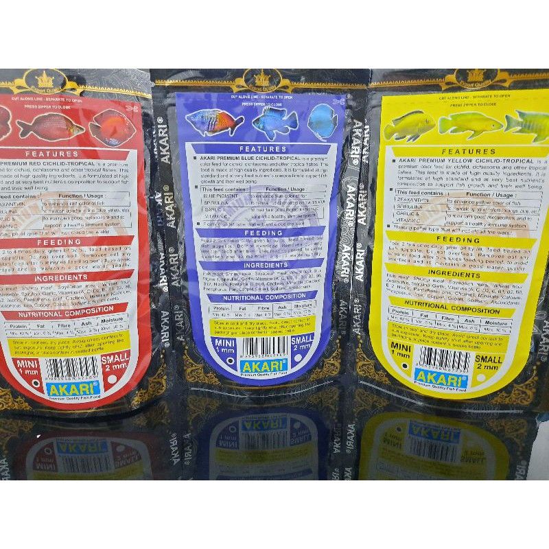 Makanan ikan AKARI AA PREMIUM RED BLUE YELLOW CICHLID 100GR