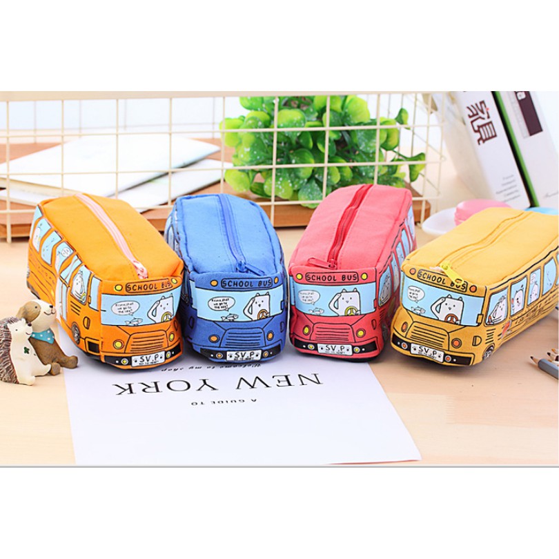 Tempat Pensil JUMBO PRIMO SCHOOL BUS / Tepak Tempat Alat Tulis Bentuk BIS SEKOLAH Empuk Lucu Plush