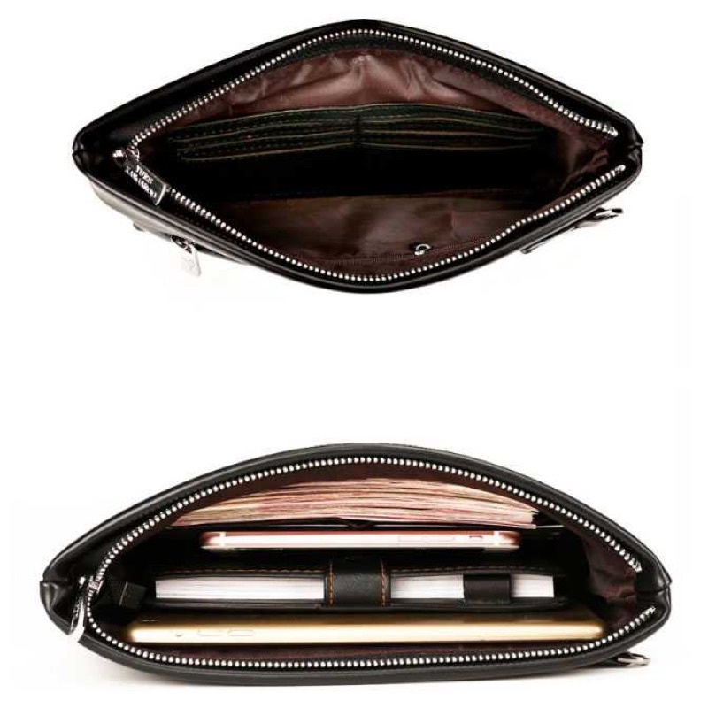 Rhodey Tas Genggam Dompet Kulit Clutch Bag Size Large - HB-005 - Black