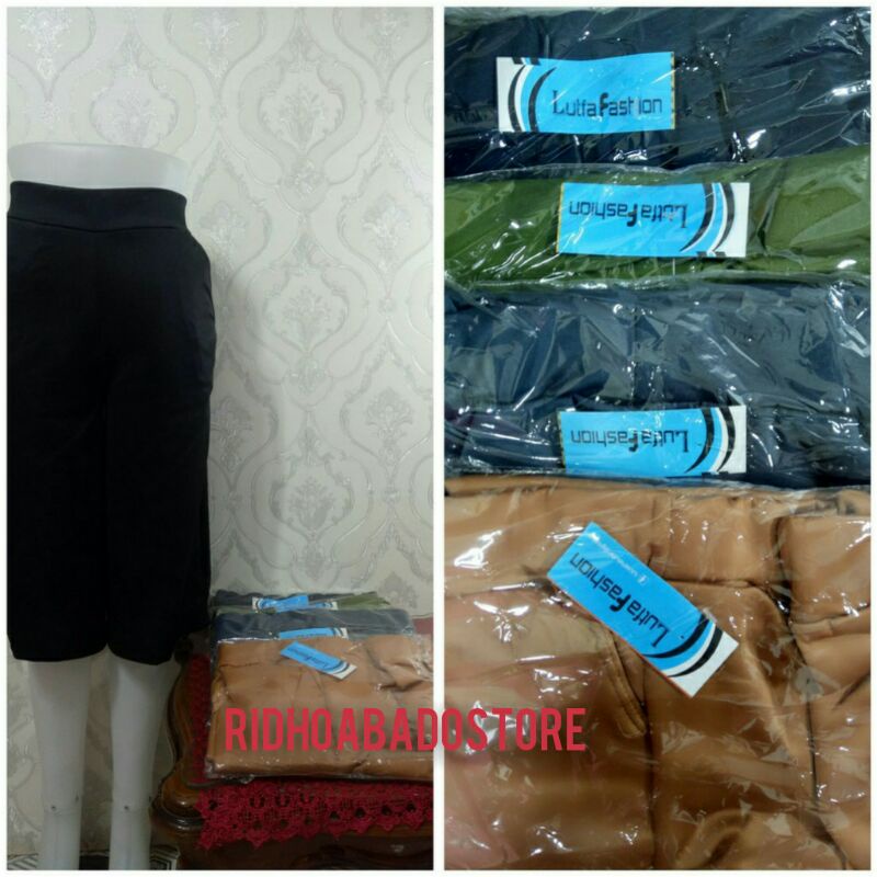 Celana Kulot Pendek Bahan Scuba,Celana Dewasa 7/8-8