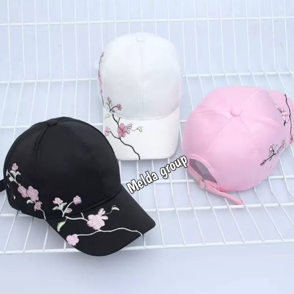 Topi baseball Bordir Bunga Import Pria wanita Style korea terbaru