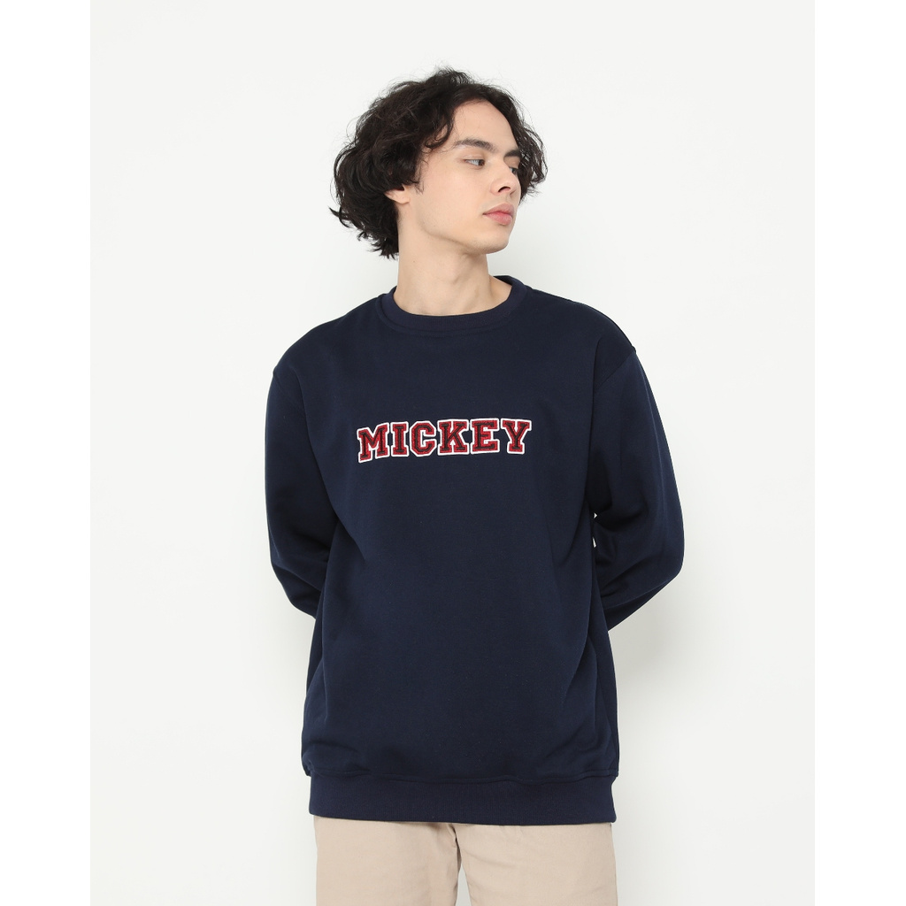 Baju Kaos Jacket Hoodie Flanel Disney | Erigo Sweatshirt Mickey College Navy Original  Keren