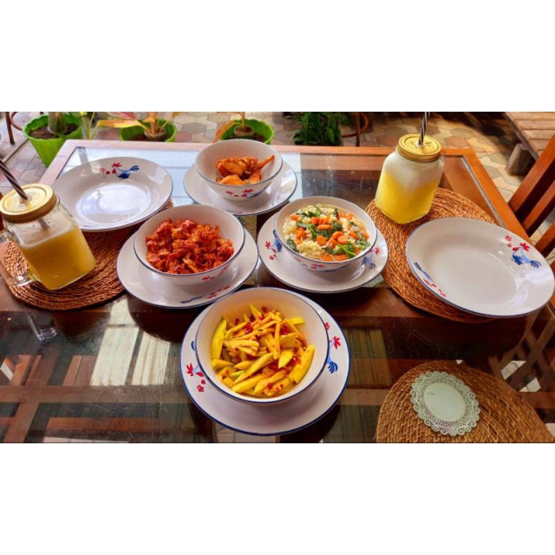 READY Best Seller Piring Mangkok gelas/mug keramik set Homeco ORI ayam jago tebal food grade