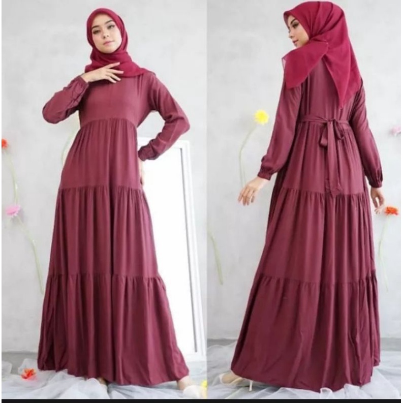 gamis susun polos rayon, gamis canda ,gamis rempel terbaru gamis rayon twil ori