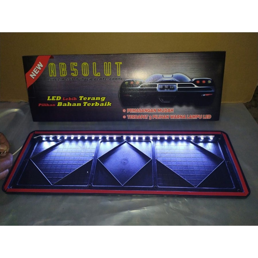 Tatakan Dudukan Plat Nomor Mika Absolut Lampu 2 Warna | TATAKAN PLAT NOMOR MIKA | TATAKAN PLAT MOMOR