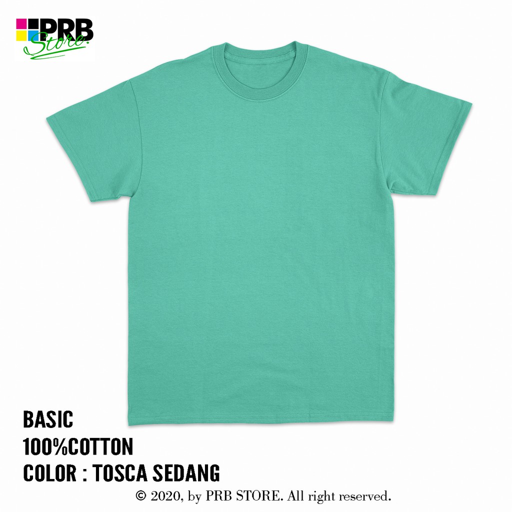 Kaos Polos Distro Pria Wanita Cotton Combed 30s Lengan Pendek / Baju Polos Cowok Cewek Toska Sedang
