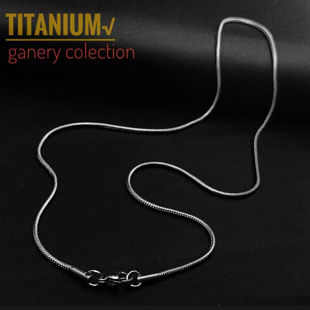 Ganery Kalung Titanium Pria Wanita Anti Karat Selamanya Silver/Gold Pipih 45/50/60Cm