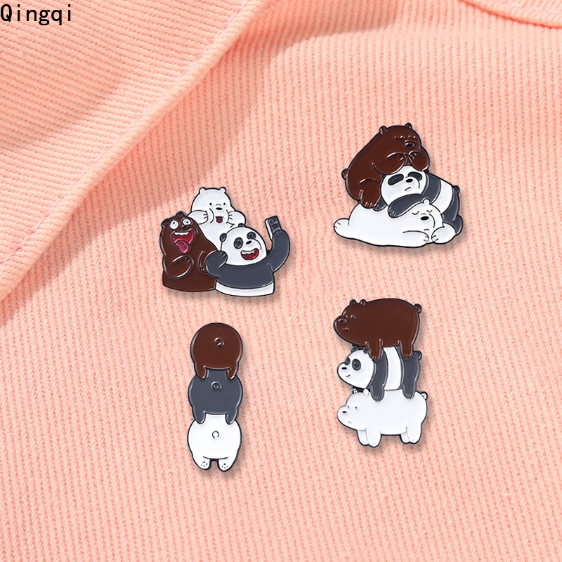 Bros Pin Enamel Desain Kartun Beruang Kutub Panda Untuk Pakaian Wanita