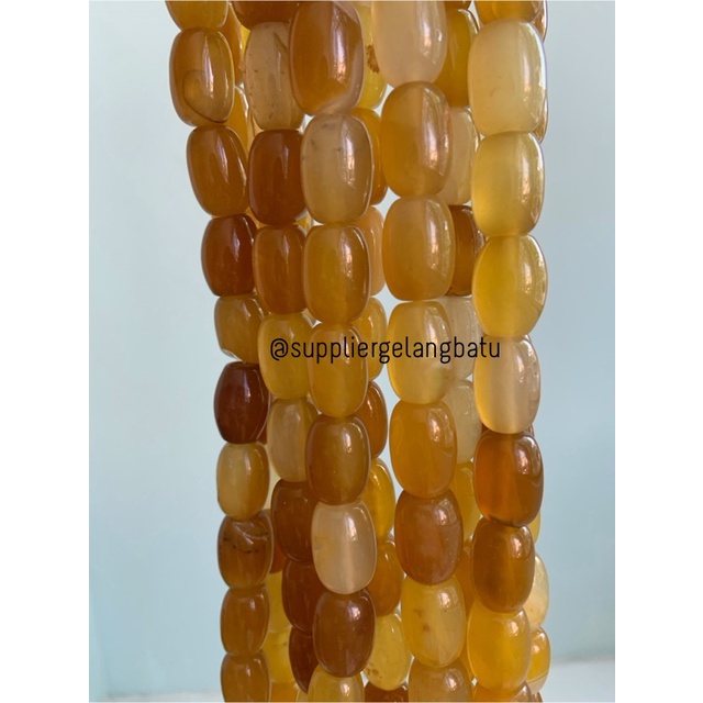 batu alam Penden tabung yellow agate 2 x 1,5 cm coklat bahan craft