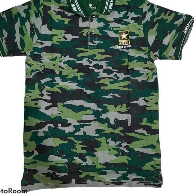 ✿ Kaos Baju Distro Kerah Polo Pria Cowok / Lengan Pendek / Kaos Baju Army Loreng Tentara Camo ♠