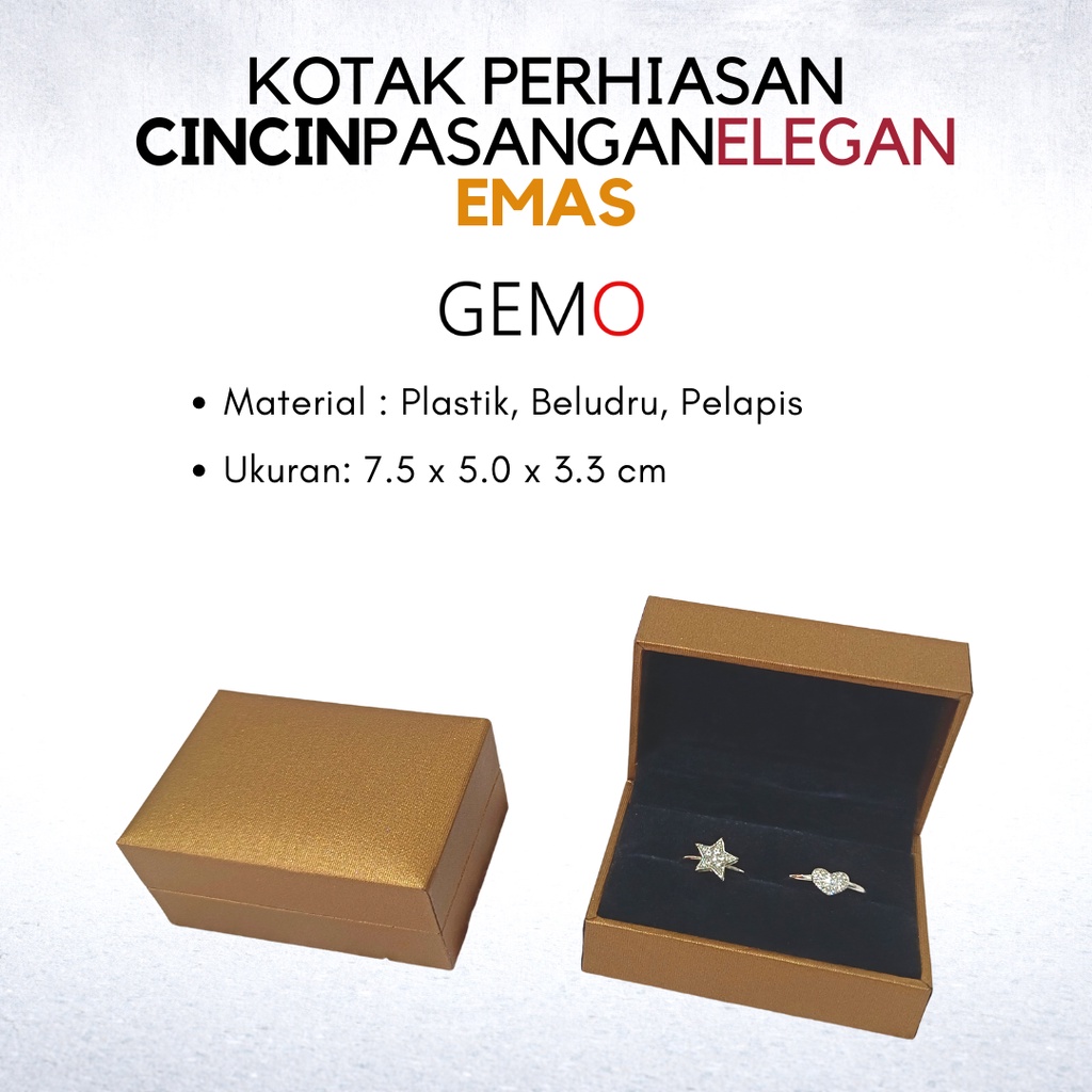 Kotak Perhiasan Elegan Emas Set , Box Cincin, Kalung, Gelang, Anting, Liontin, Tempat Jewelry Murah, Unik, Lucu untuk Tempat Wadah Seserahan / Akad Pernikahan / Hantaran Tunangan Harga Paling Cocok untuk Aksesoris Emas Berlian/ Perak Permata