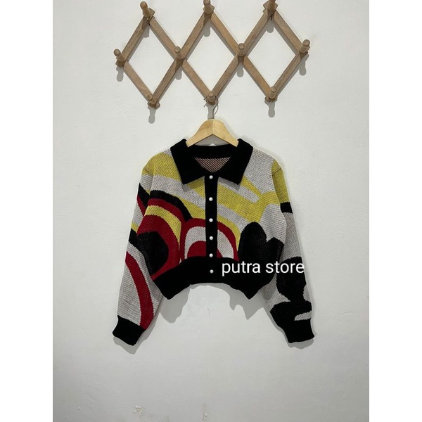 Camelia crop cardy//Atasan rajut wanita