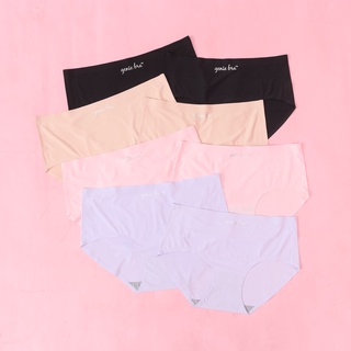 [4 pcs] Genie Seamless Panties Celana Dalam Underwear Wanita 1 Box Isi 4 Pcs Warna Cream Hitam Pink Ungu