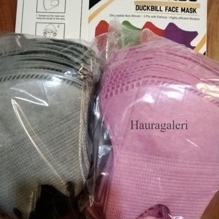 ~Hauragaleri~ Dapatkan masker duckbill alkindo premium Garis warna grey / pink 50 pcs