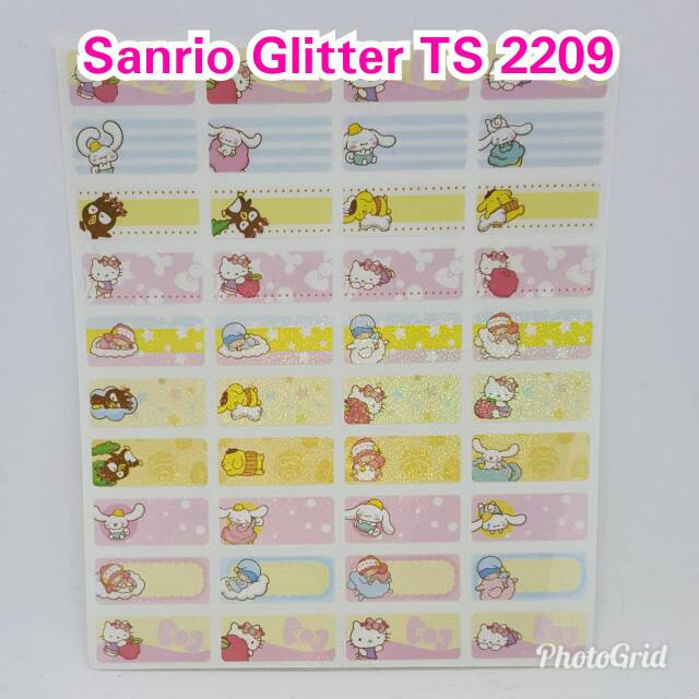 

Label nama waterproof Sanrio glitter TS 2209 ORI