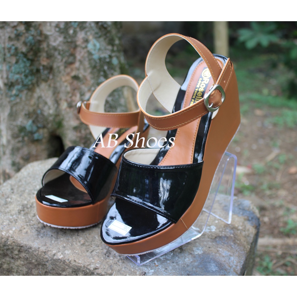 Wedges Wanita Pesta Casual Hitam / Sandal Wedges Wanita Kokop Tali