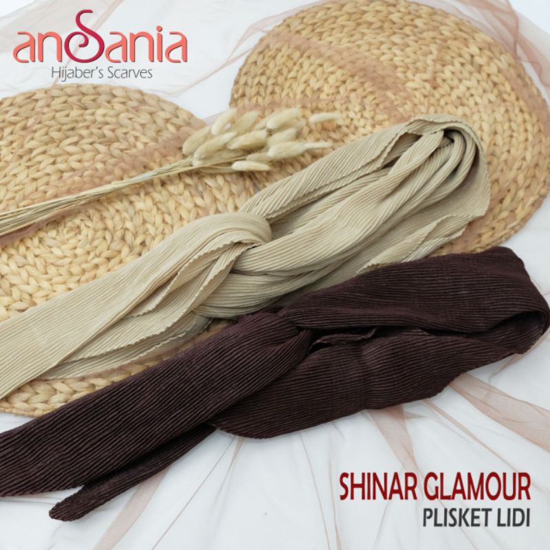 Jilbab Shinar Plisket Segi Empat Ansania-Coffe Shinar Plisket
