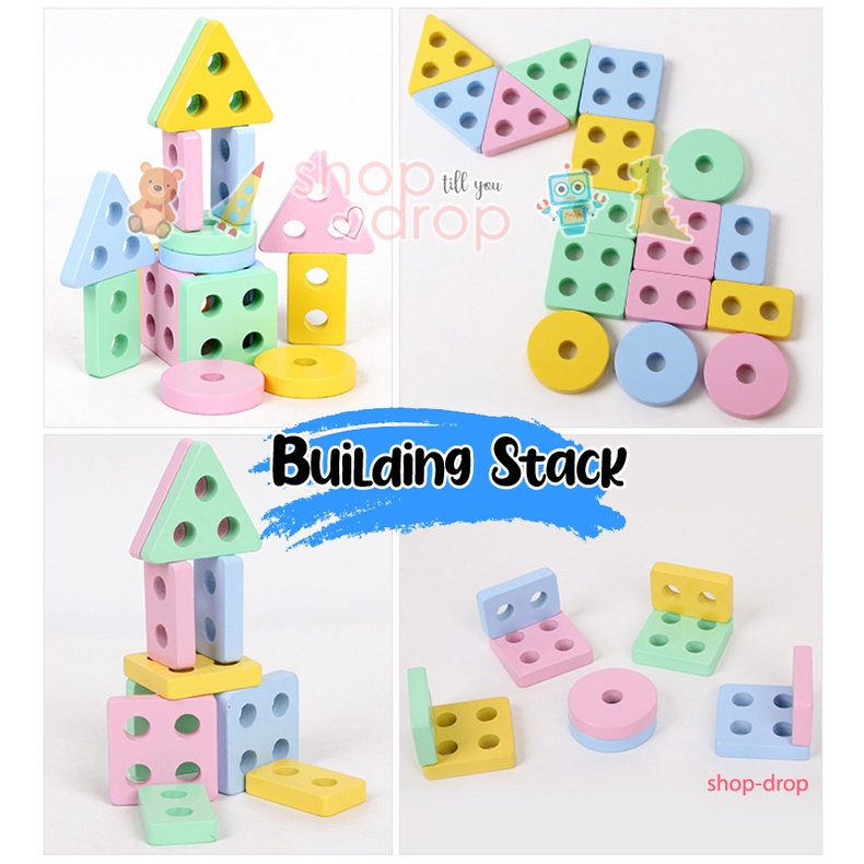 Mainan Edukasi Puzzle Geometri Kayu Board - Puzzle Kayu Balok - Puzzle Sortir Shape Rainbow Pastel