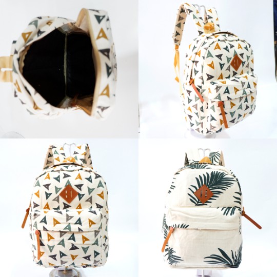 Promo Gratis Ongkir Tas Ransel Pria / Wanita Bahan Kanvas Motif Gaya Korea produk lokal indonesia-6