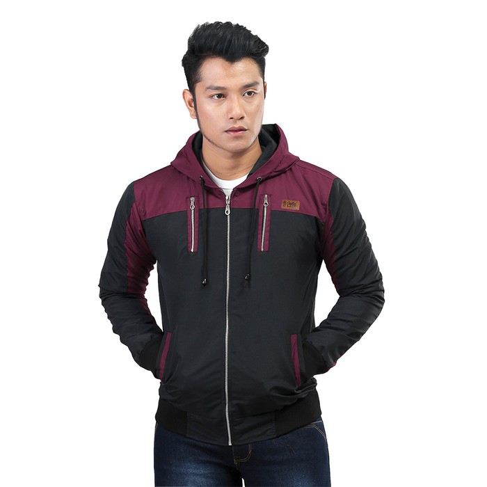 JAKET PRIA KEREN TASLAN HITAM TERBARU HOODIE ZIPPER DISTRO INFCL ORIGINAL