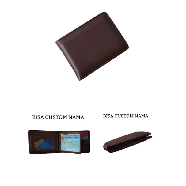 {COD} Dompet Kulit Pria Asli Original Model Kecil Mini Slim Wallet 100% Kulit Asli Garut Coklat