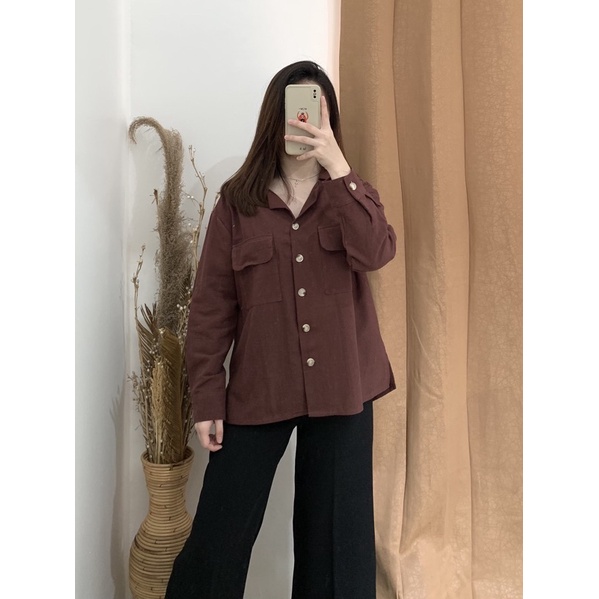 Misty Long Shirt - PLENARIO ID | Kemeja wanita - Oversize - Bahan linen - atasan wanita - shirt kemeja - COD-Wood