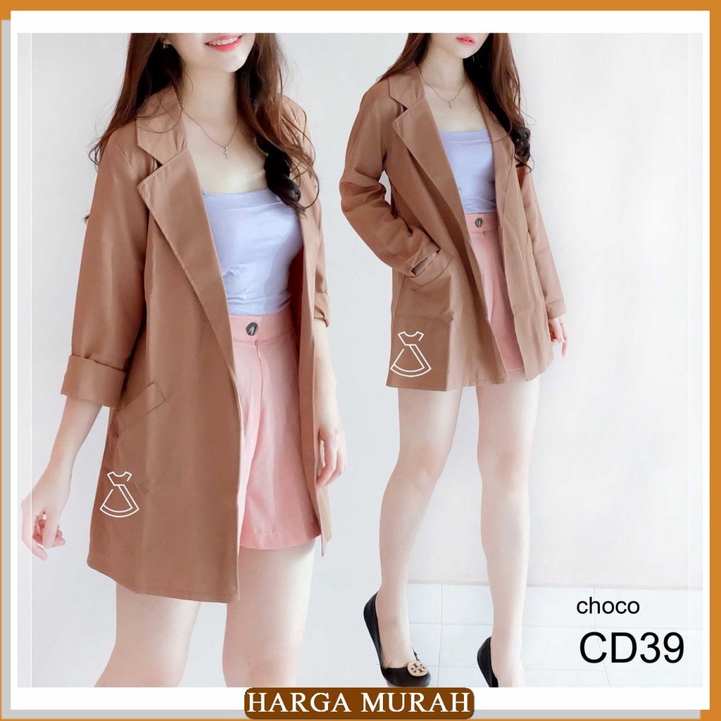 Blazer Wanita Outerwear Panjang Jenice Jumbo Murah Modern Katun D PW146 Cd39 - Blazer Basic Kantor