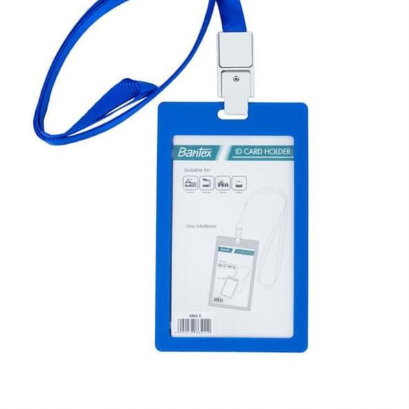 

✧ ID Card Holder 54 x 90 mm Potrait + Lanyard Bantex 8865-11 COBALT BLUE ☁
