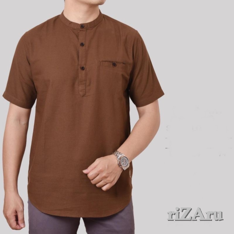 Koko Kurta Lengan Pendek bahan Baby Canvas by riZAru