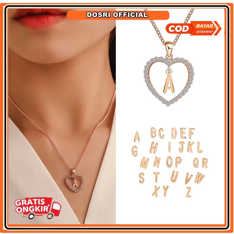 [BISA COD] Kalung Alfabet Titanium Fashion Kalung Huruf Rantai Huruf Liontin 26 hadiah Huruf Inggris