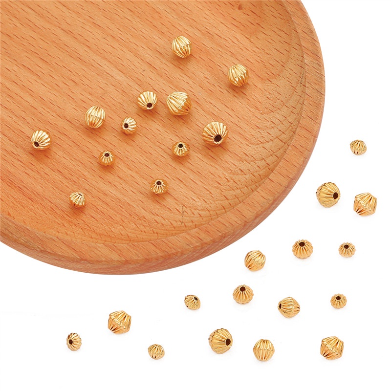 18K Gold Plated 10Pcs 4 5 6mm Copper Diamond Shape Spacer Beads for DIY Necklace Bracelet Earring Jewelry Findings Making