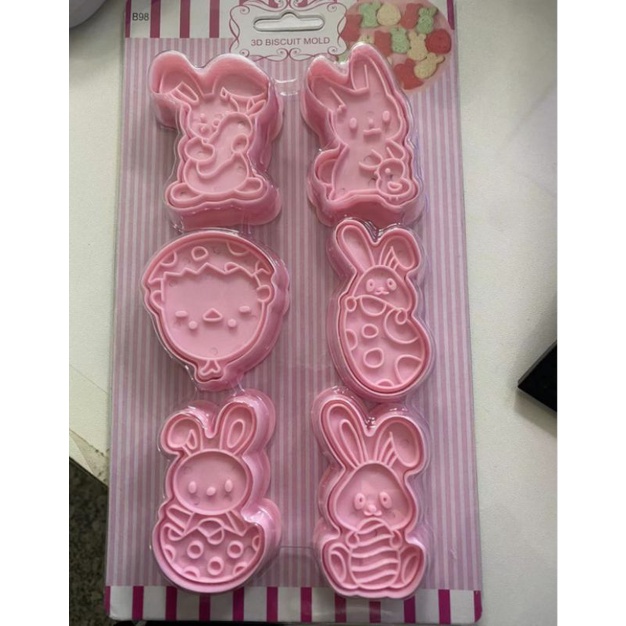 set 6pcs plastic cookie cutter / cetakan kue kering - blister pack