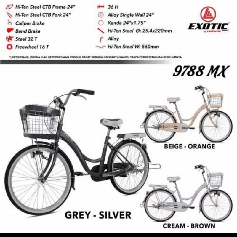 Sepeda mini Perempuan keranjang anak cewek wanita remaja-dewasa 24 inch Exotic ET 9788 MX CTB City b