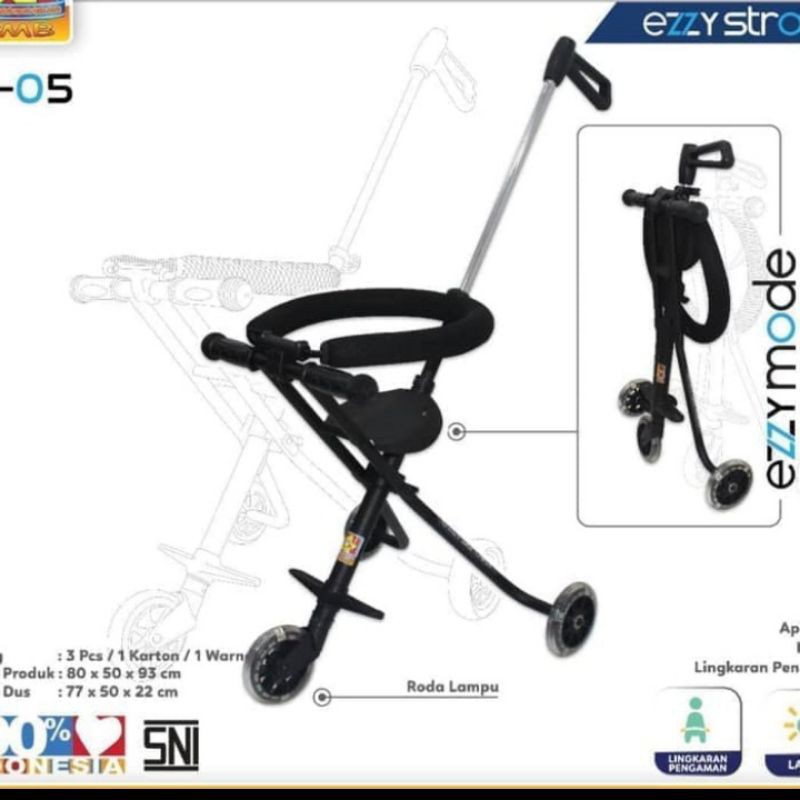 Ezzy Baby Stroller Roda 3 Portable Kursi Dorong Bayi Lipat Kereta Anak