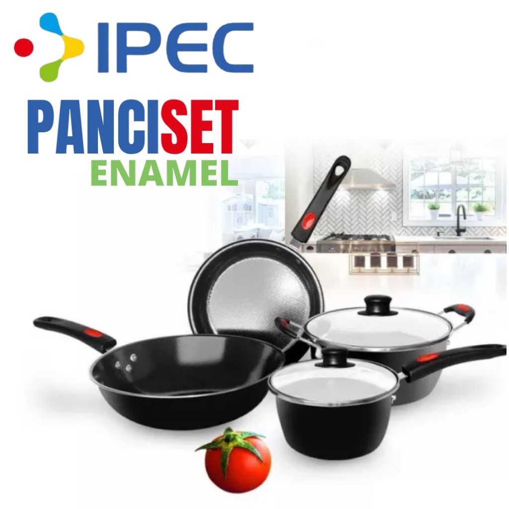 Panci Set Enamel Anti Karat / Panci Wajan Set serbaguna / Panci compatible kompor induksi 1831