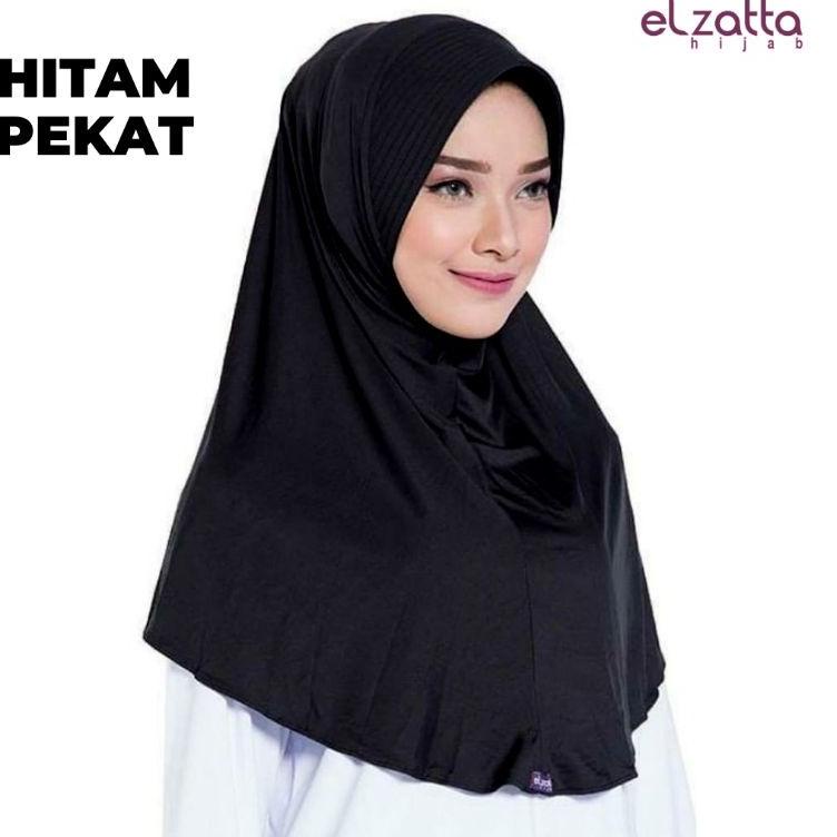 Hot Sell.. BERGO ELZATTA KERUDUNG HIJAB JILBAB KRUDUNG BERGO INSTAN  LANGSUNG HITAM PUTIH POLOS ELZA