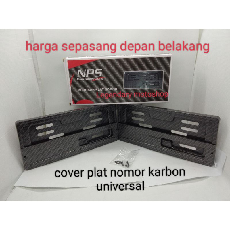 COVER DUDUKAN NOMOR PLAT CARBON ALL MOTOR (SEPASANG DEPAN BELAKANG)