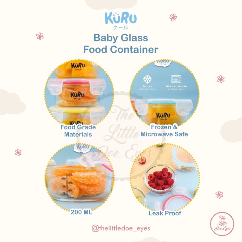 Kuru Baby Glass Food Storage 200ML - SATUAN RANDOM