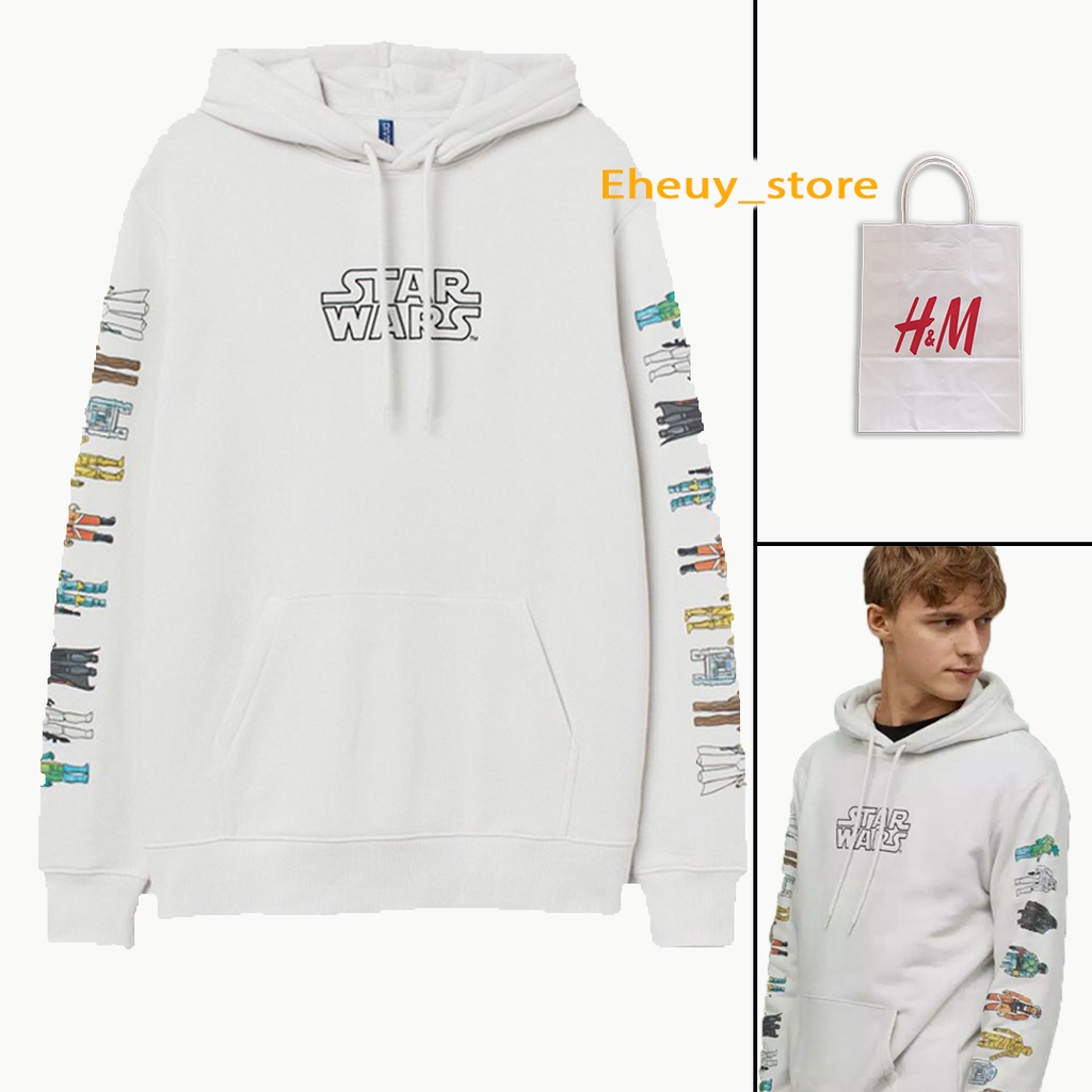 Hoodie H&amp;M Starwars White DIVIDED TAG Hoodie starwars hnm putih sweater starwars